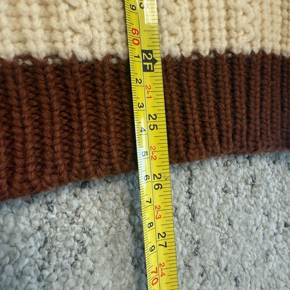 Sun Valley L vintage Cream and Brown Knit Women's Cardigan 100 percent wool EVC - Picture 10 of 12